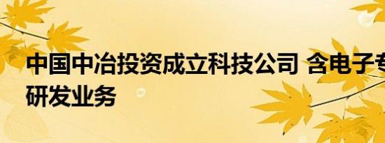 中国中冶投资成立科技公司 含电子专用材料研发业务