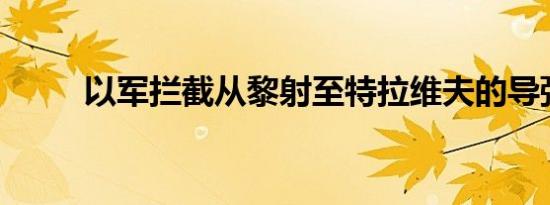 以军拦截从黎射至特拉维夫的导弹