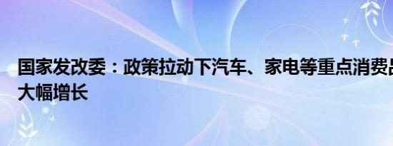 国家发改委：政策拉动下汽车、家电等重点消费品销量实现大幅增长