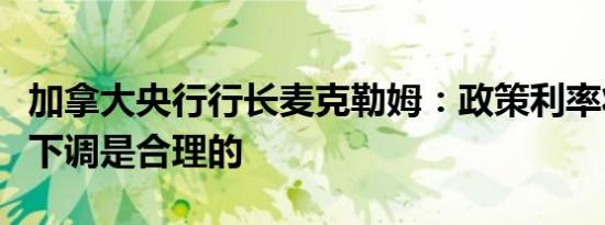 加拿大央行行长麦克勒姆：政策利率将进一步下调是合理的