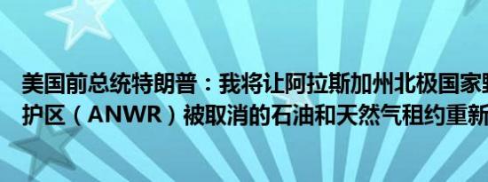 美国前总统特朗普：我将让阿拉斯加州北极国家野生动物保护区（ANWR）被取消的石油和天然气租约重新发挥作用