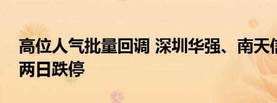 高位人气批量回调 深圳华强、南天信息连续两日跌停