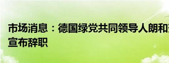 市场消息：德国绿党共同领导人朗和努里普尔宣布辞职