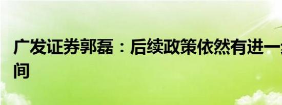 广发证券郭磊：后续政策依然有进一步发挥空间