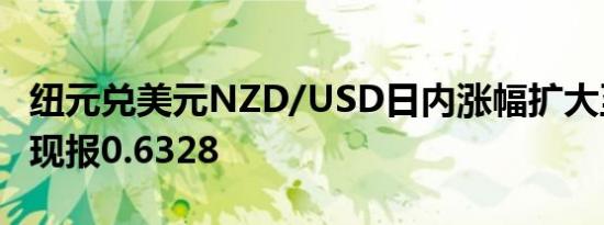 纽元兑美元NZD/USD日内涨幅扩大至1.00%现报0.6328