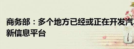 商务部：多个地方已经或正在开发汽车置换更新信息平台