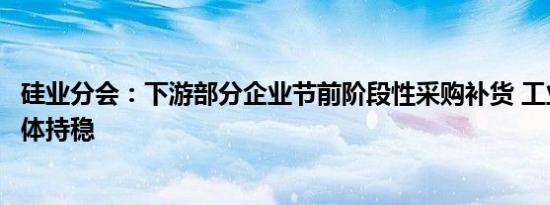 硅业分会：下游部分企业节前阶段性采购补货 工业硅价格整体持稳