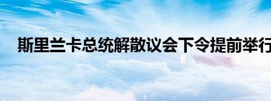 斯里兰卡总统解散议会下令提前举行大选