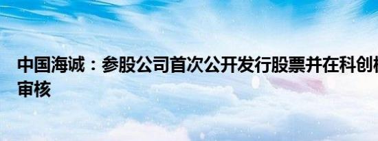 中国海诚：参股公司首次公开发行股票并在科创板上市终止审核