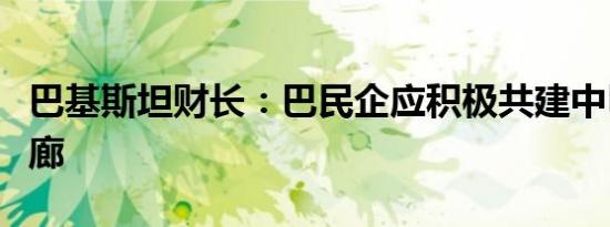 巴基斯坦财长：巴民企应积极共建中巴经济走廊