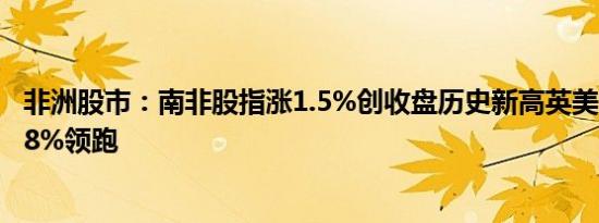 非洲股市：南非股指涨1.5%创收盘历史新高英美公司涨约7.8%领跑