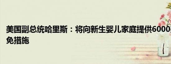 美国副总统哈里斯：将向新生婴儿家庭提供6000美元税收抵免措施