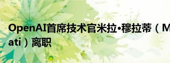 OpenAI首席技术官米拉·穆拉蒂（Mira Murati）离职