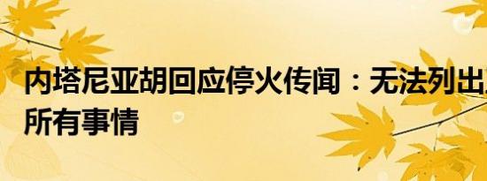内塔尼亚胡回应停火传闻：无法列出正在做的所有事情