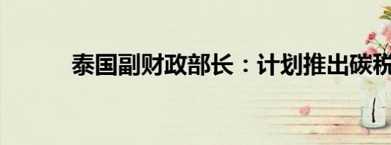 泰国副财政部长：计划推出碳税