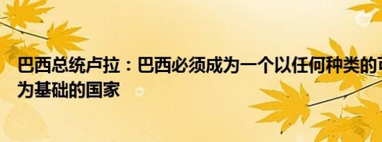 巴西总统卢拉：巴西必须成为一个以任何种类的可再生能源为基础的国家