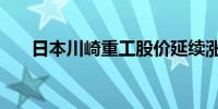 日本川崎重工股价延续涨势上涨近4%