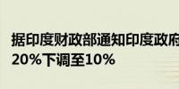 据印度财政部通知印度政府将蒸谷米出口税从20%下调至10%