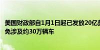 美国财政部自1月1日起已发放20亿美元的电动车提前税收抵免涉及约30万辆车