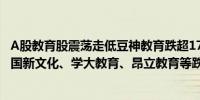 A股教育股震荡走低豆神教育跌超17%中公教育、中国高科、国新文化、学大教育、昂立教育等跌逾5%