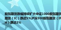 股指期货跌幅持续扩大中证1000股指期货（IM）跌超5%中证500股指期货（IC）跌近5%沪深300股指期货（IF）跌超3%上证50股指期货（IH）跌近3%