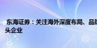  东海证券：关注海外深度布局、品牌认可度高的机械设备龙头企业 