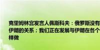 克里姆林宫发言人佩斯科夫：俄罗斯没有抛弃伊朗的意图并寻求深化与伊朗的关系；我们正在发展与伊朗在各个领域的合作我们打算进一步这样做