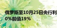 俄罗斯至10月25日央行利率决定 21%预期20%前值19%
