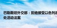 巴勒斯坦外交部：拒绝接受以色列通过的限制近东救济工程处活动法案