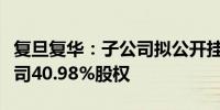 复旦复华：子公司拟公开挂牌转让高新房产公司40.98%股权