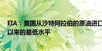 EIA：美国从沙特阿拉伯的原油进口量上周降至2021年1月以来的最低水平