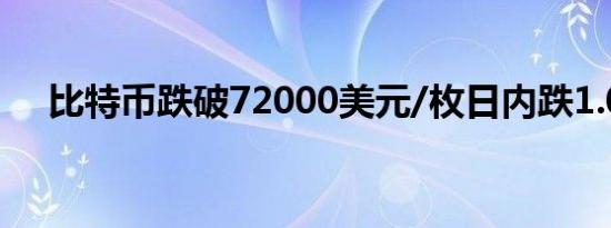 比特币跌破72000美元/枚日内跌1.03%