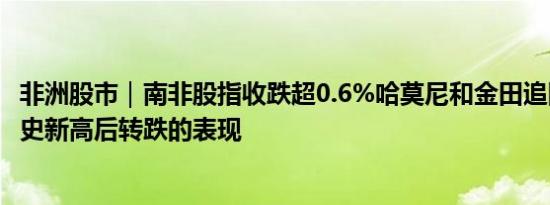 非洲股市｜南非股指收跌超0.6%哈莫尼和金田追随金价创历史新高后转跌的表现