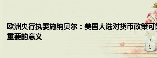 欧洲央行执委施纳贝尔：美国大选对货币政策可能具有相当重要的意义