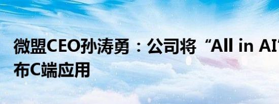 微盟CEO孙涛勇：公司将“All in AI”正式发布C端应用