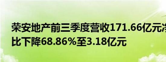 荣安地产前三季度营收171.66亿元净利润同比下降68.86%至3.18亿元