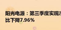 阳光电源：第三季度实现净利润26.4亿元 同比下降7.96%