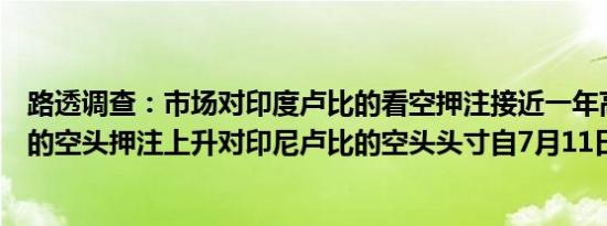 路透调查：市场对印度卢比的看空押注接近一年高位对韩元的空头押注上升对印尼卢比的空头头寸自7月11日以来最强