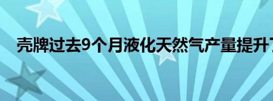 壳牌过去9个月液化天然气产量提升了4%