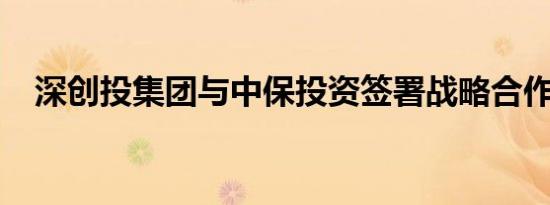 深创投集团与中保投资签署战略合作协议