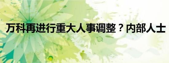 万科再进行重大人事调整？内部人士：属实