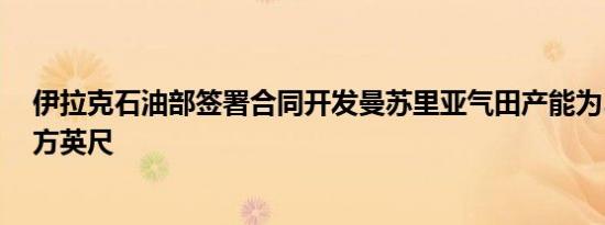 伊拉克石油部签署合同开发曼苏里亚气田产能为3亿标准立方英尺