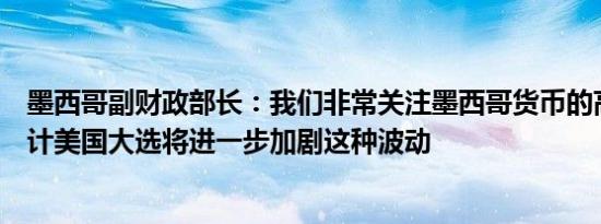 墨西哥副财政部长：我们非常关注墨西哥货币的高波动性预计美国大选将进一步加剧这种波动
