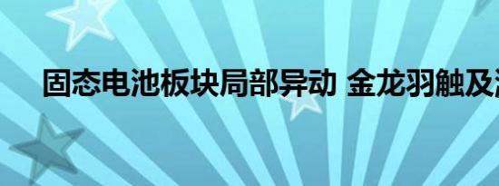 固态电池板块局部异动 金龙羽触及涨停