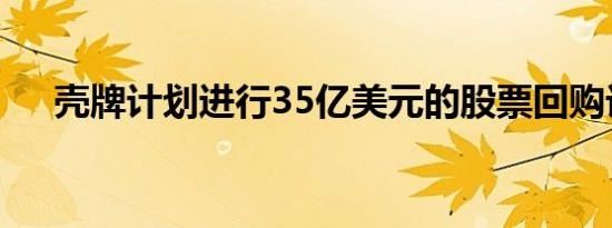 壳牌计划进行35亿美元的股票回购计划