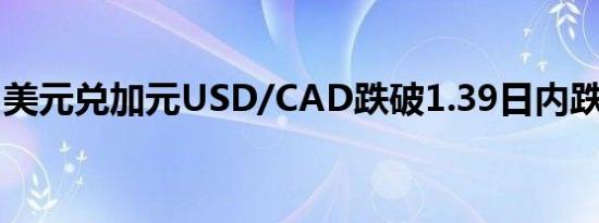 美元兑加元USD/CAD跌破1.39日内跌0.11%