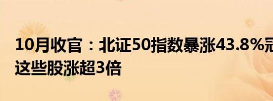 10月收官：北证50指数暴涨43.8%冠绝全球 这些股涨超3倍