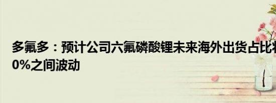 多氟多：预计公司六氟磷酸锂未来海外出货占比将在25%-30%之间波动