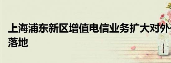 上海浦东新区增值电信业务扩大对外开放试点落地