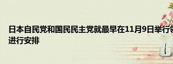 日本自民党和国民民主党就最早在11月9日举行领导人会议进行安排
